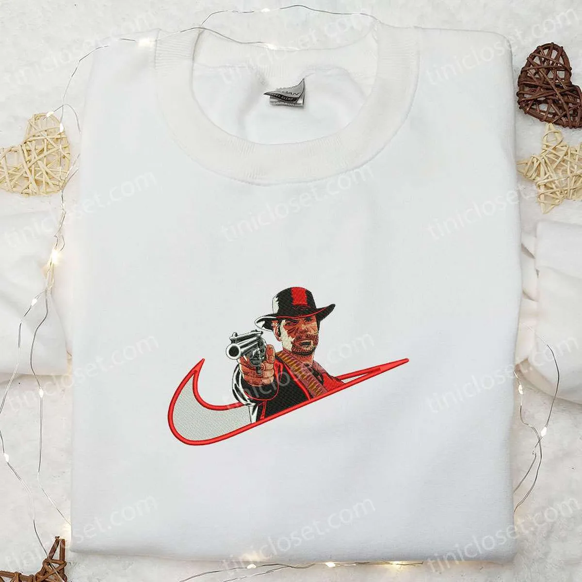 arthur morgan red dead x nike swoosh embroidered shirt video game characters embroidered hoodie nike inspired embroidered sweatshirt l1rfb