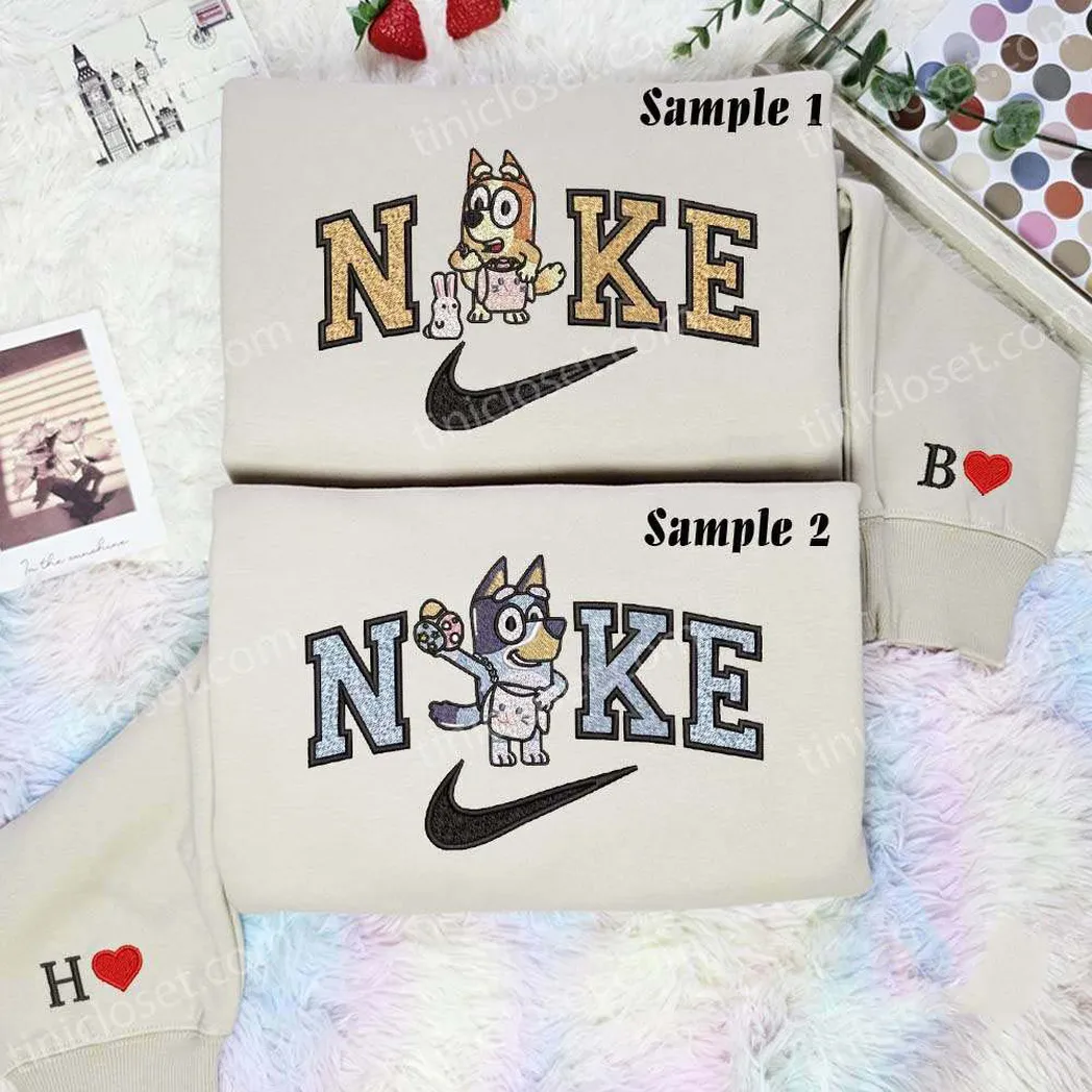 bandit and chilli easter thanksgiving day x nike embroidered shirt embroidered sweatshirt fashion style for couples itic8
