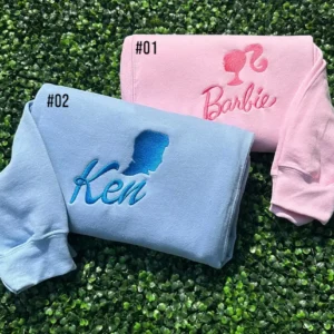 barbie and ken og couples embroidery crewneck sweatshirt maching embroidered hoodie for couple 2k1th