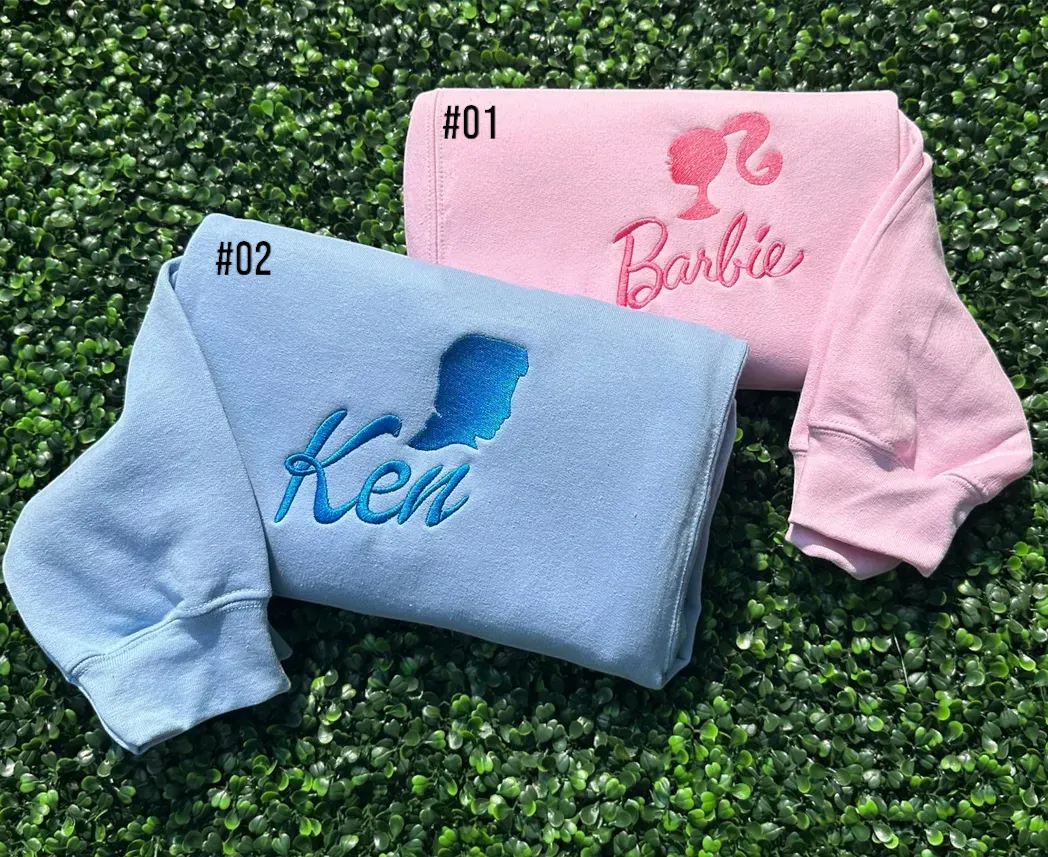 barbie and ken og couples embroidery crewneck sweatshirt maching embroidered hoodie for couple 2k1th