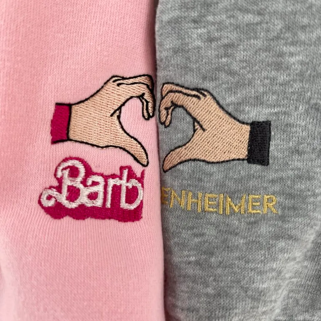 barbie oppenheimer barbenheimer embroidered sweatshirt maching embroidered hoodie for couple boyfriend girlfriend p05vq