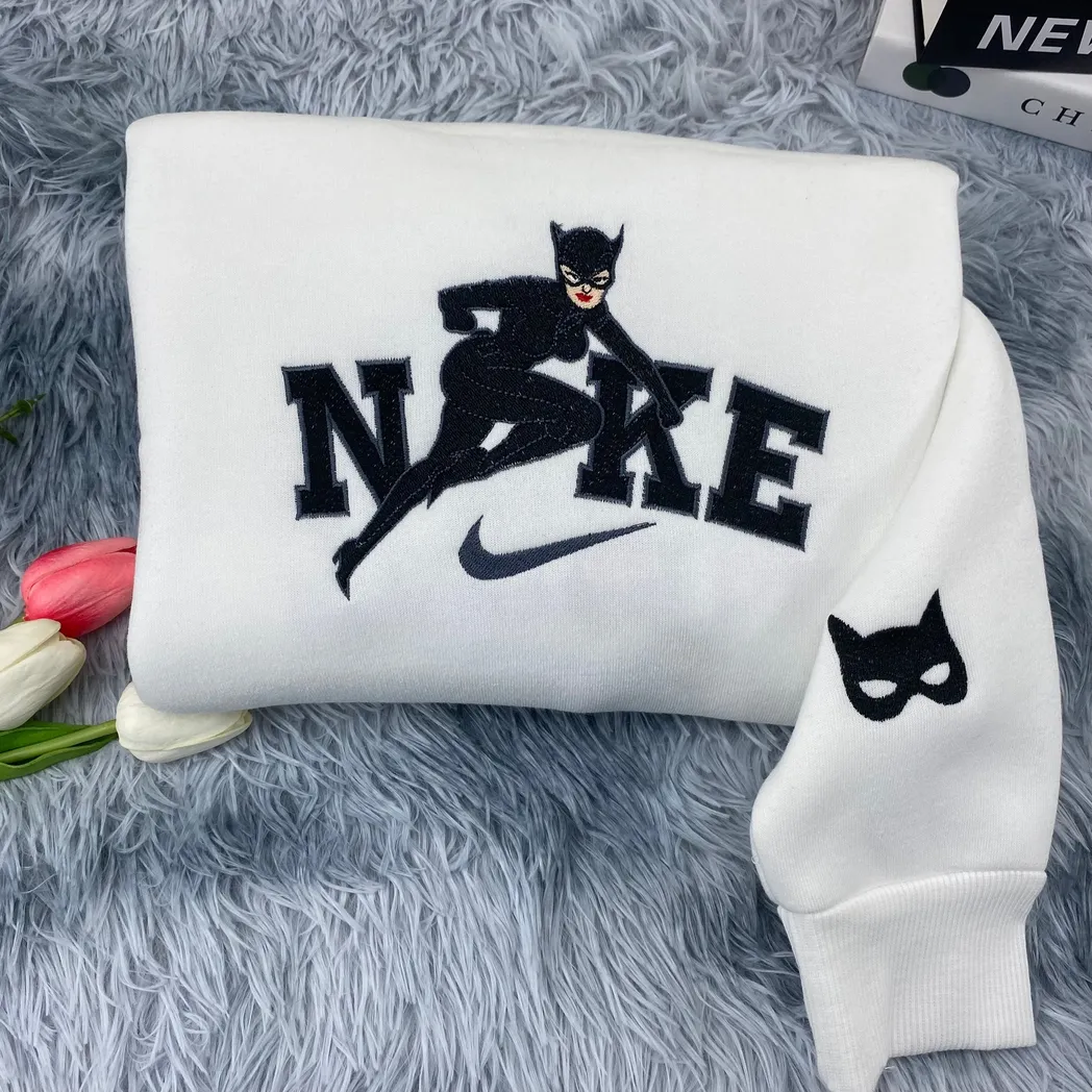 batman and cat woman x nike embroidered shirt embroidered sweatshirt fashion style for couples valentine day ka2ik