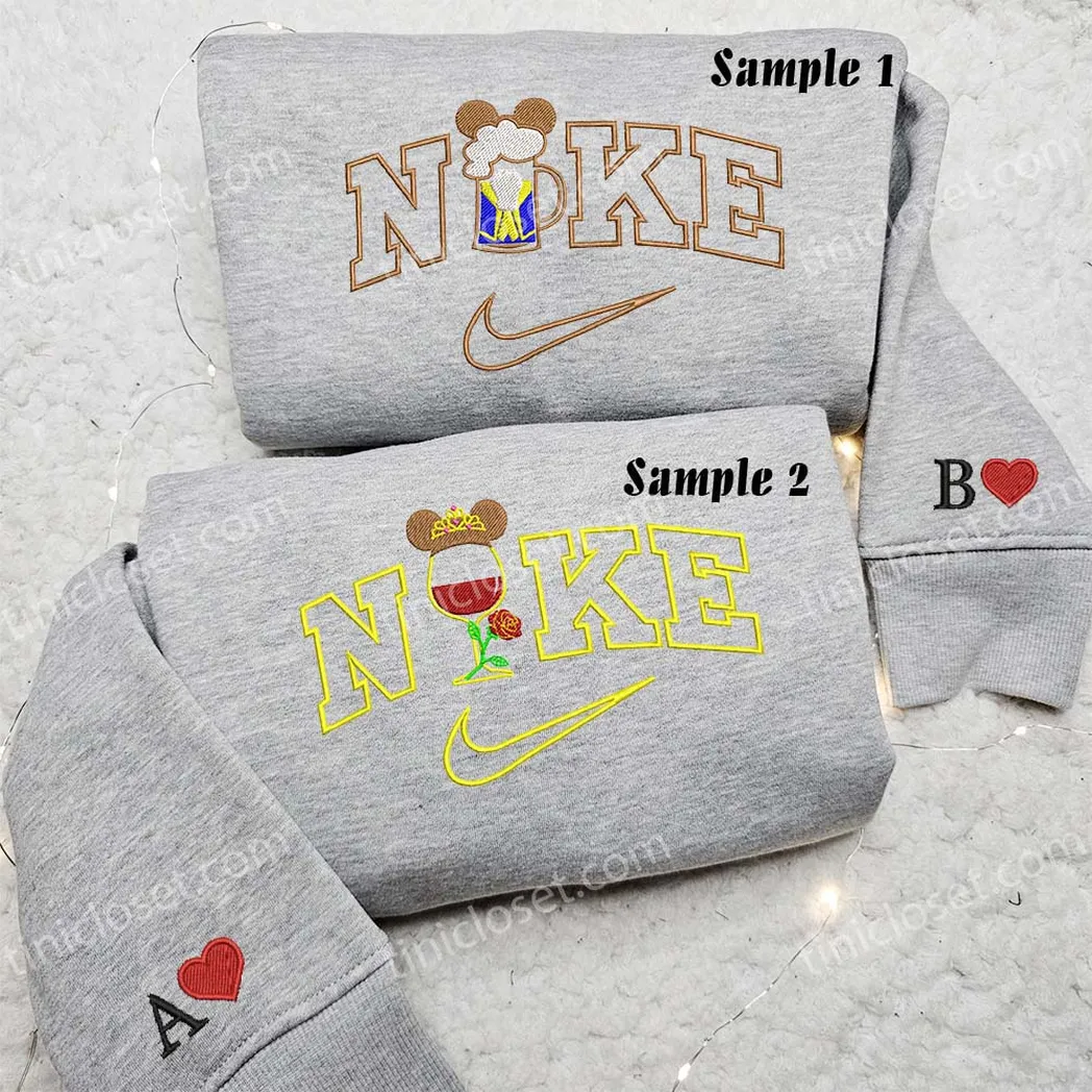 belle and beast drinks x nike embroidered shirt embroidered sweatshirt fashion style for couples ufqvt