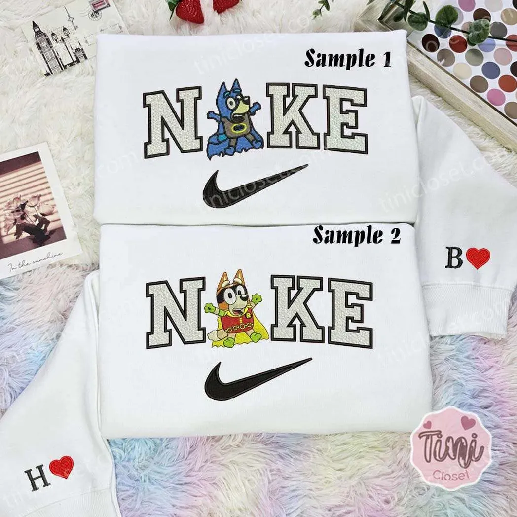 bluey and bingo batman and robin dc superhero x nike embroidered shirt embroidered sweatshirt fashion style for couples t7rke