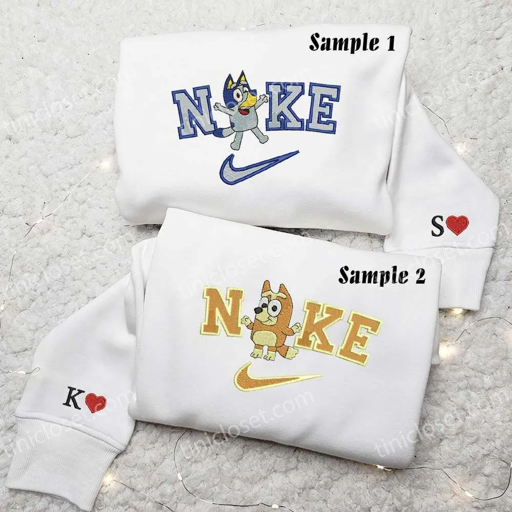 bluey and bingo x nike embroidered shirt embroidered sweatshirt fashion style for couples lnllh