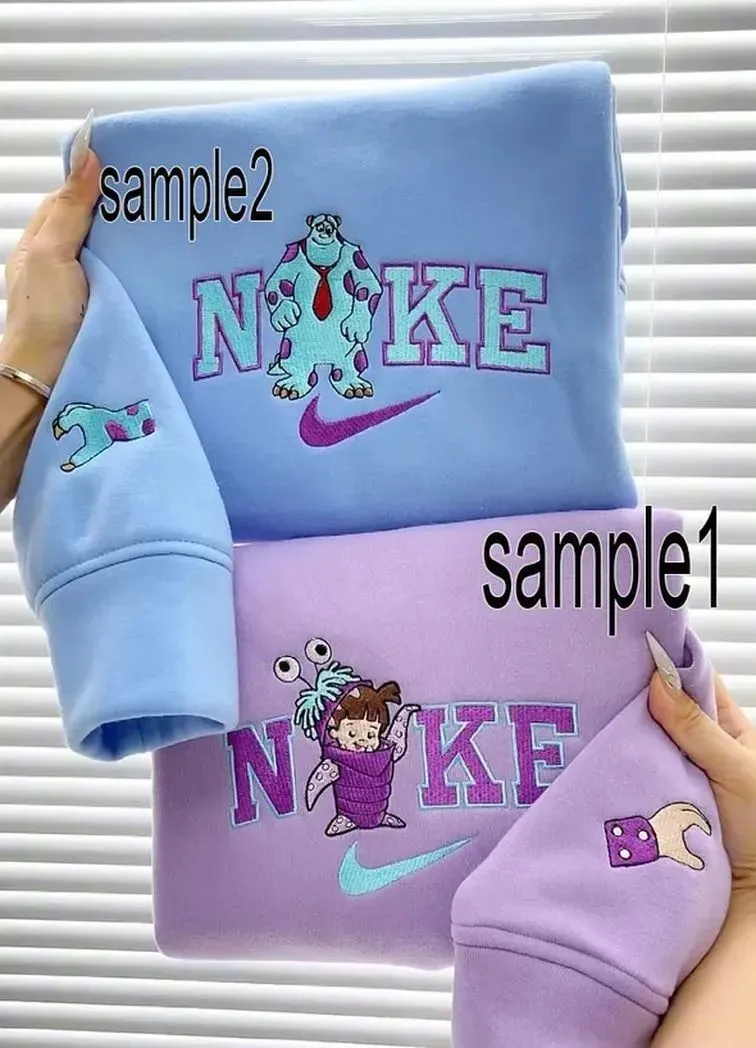 boo and sully movie x nike embroidered sweatshirt fashion style for couples valentines gift for himher