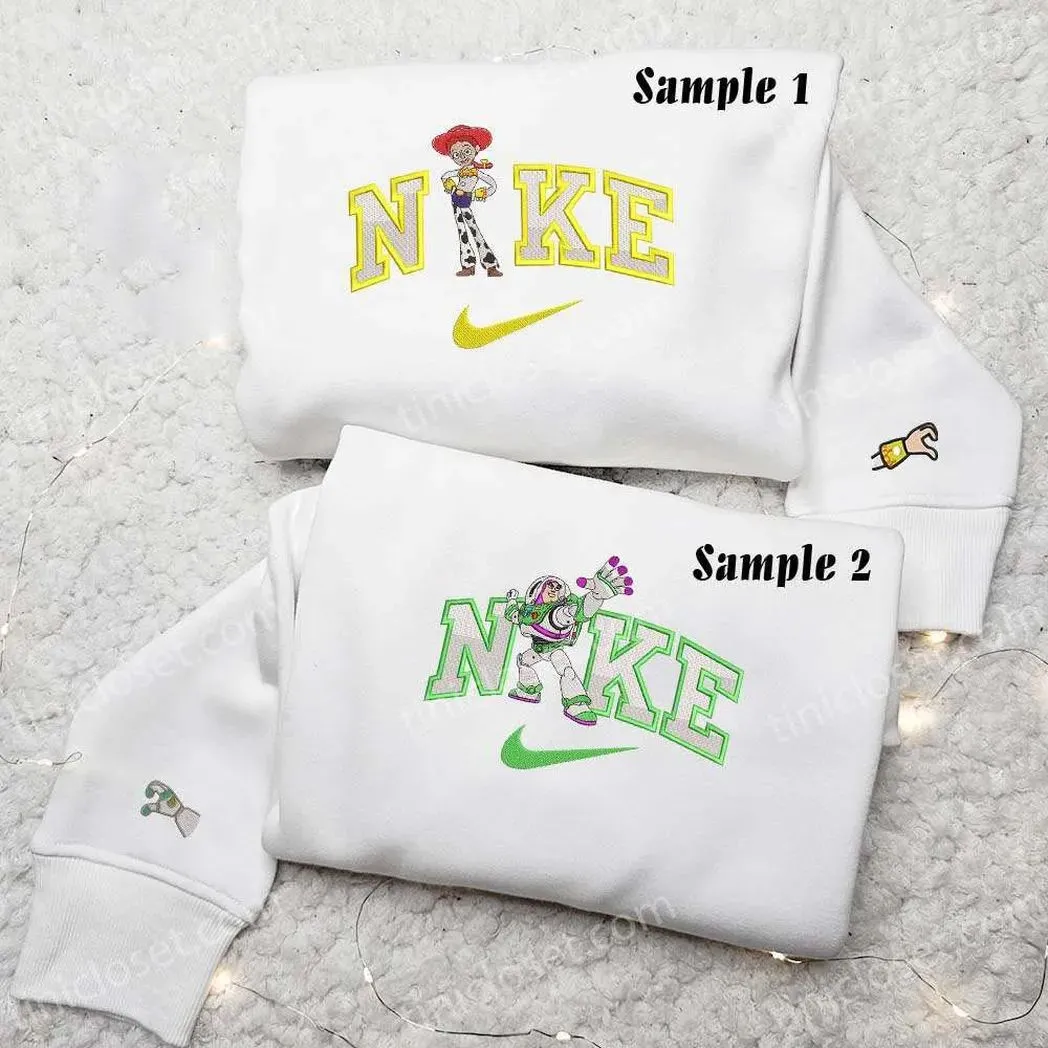 buzz lightyear and jessie disney toy story x nike embroidered shirt embroidered sweatshirt fashion style for couples