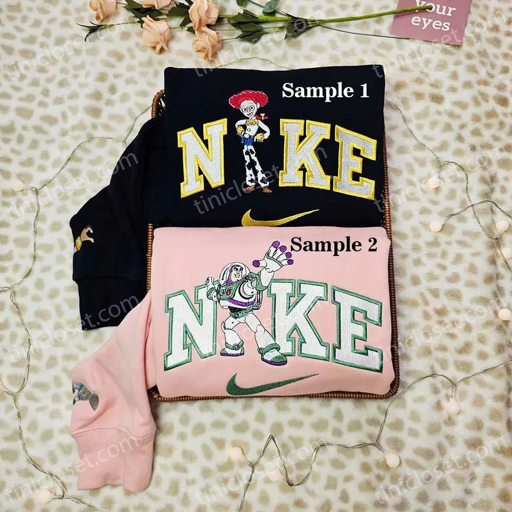 buzz lightyear and jessie toy story disney characters x nike embroidered shirt embroidered sweatshirt fashion style for couples gbcif