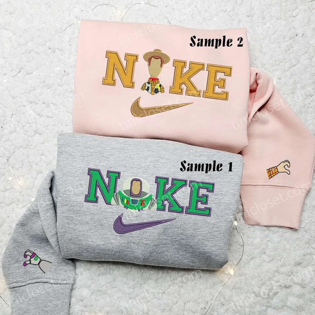 buzz lightyear and woody couple x nike embroidered shirt embroidered sweatshirt fashion style for couples 0evby