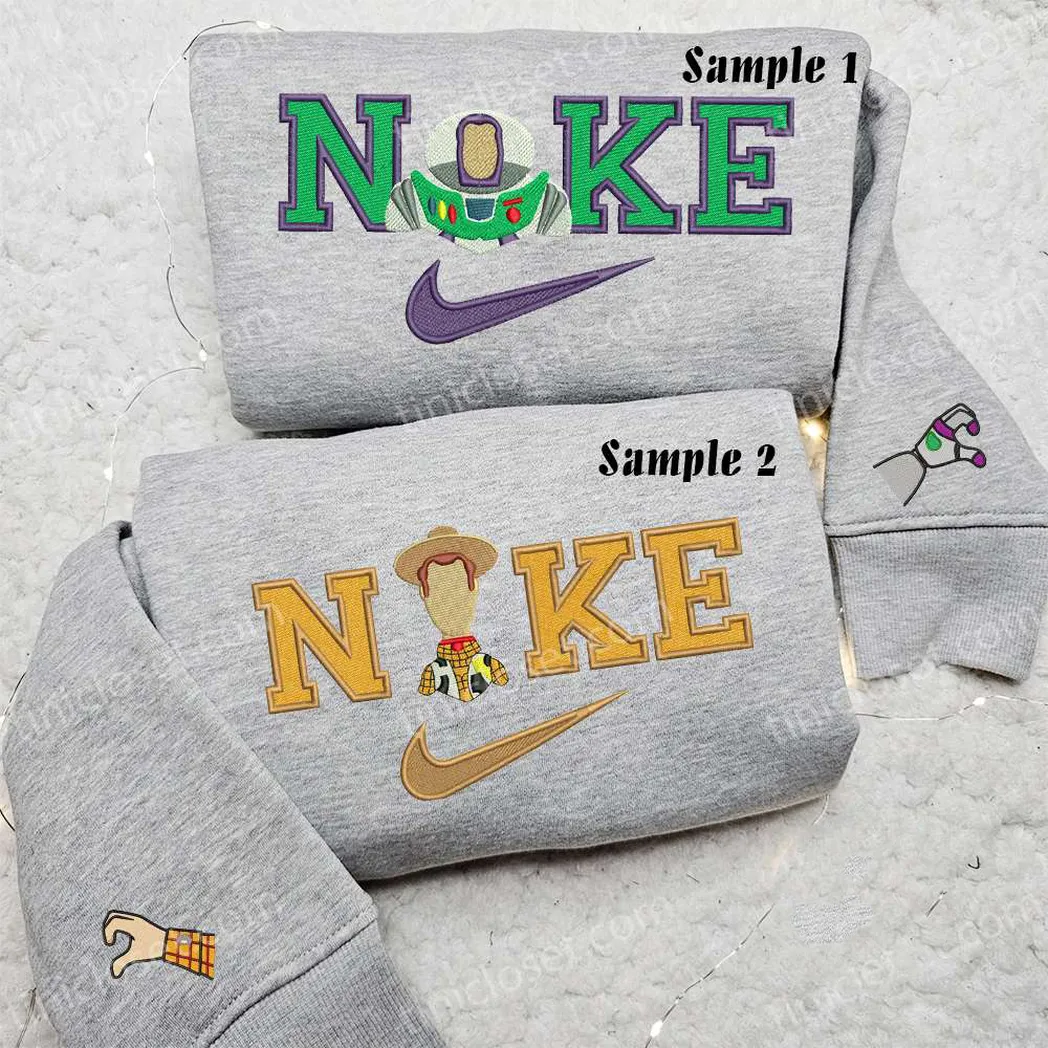 buzz lightyear and woody couple x nike embroidered shirt embroidered sweatshirt fashion style for couples cfbvg