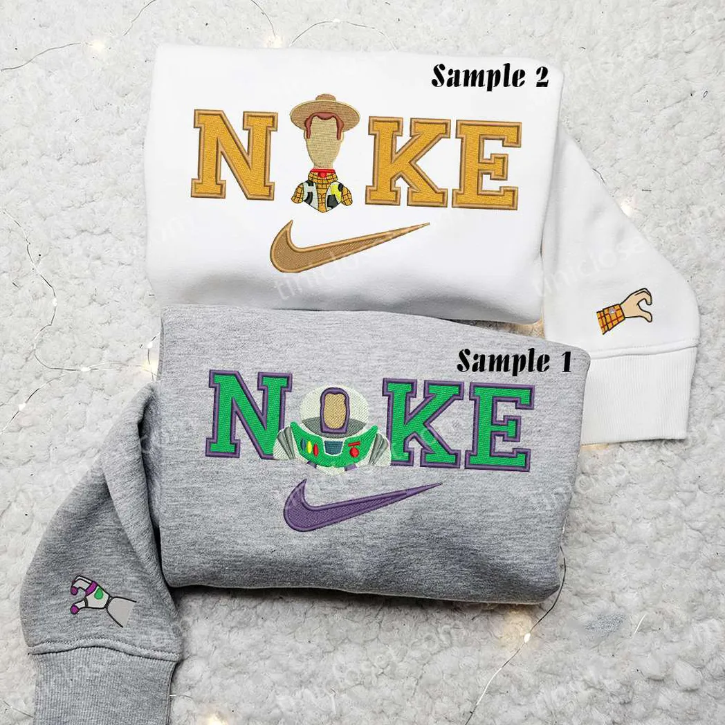 buzz lightyear and woody couple x nike embroidered shirt embroidered sweatshirt fashion style for couples hfz3b