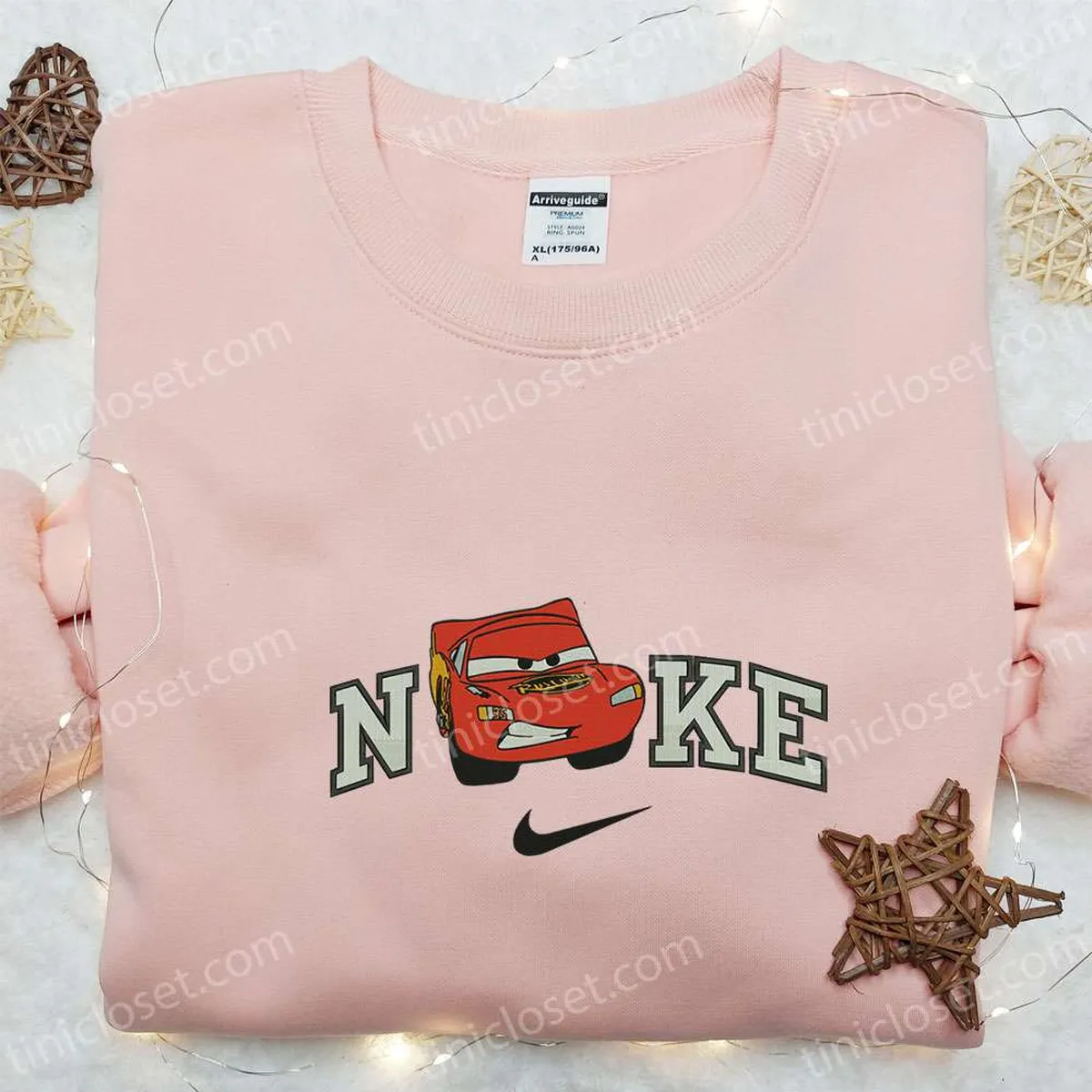 cars lightning mcqueen x nike embroidered hoodie pixar cars disney embroidered t shirt nike inspired embroidered sweatshirt