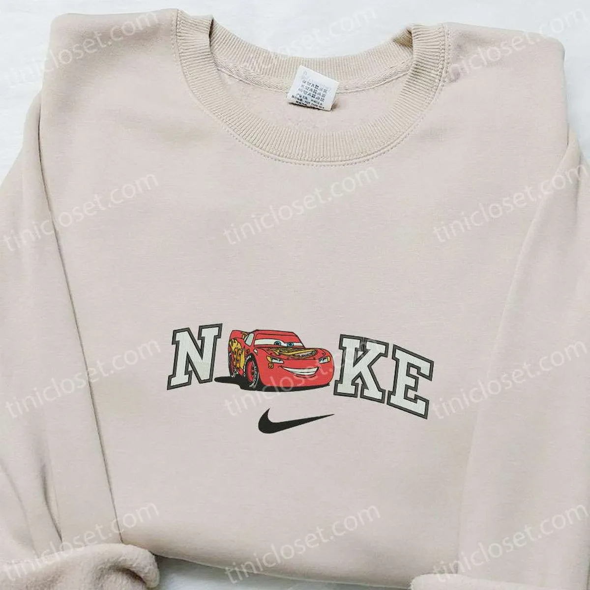 cars lightning mcqueen x nike embroidered t shirt disney pixar cars embroidered hoodie nike inspired embroidered sweatshirt cj129