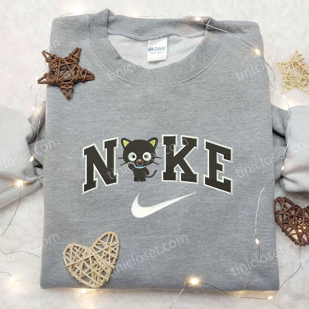 cat chibi x nike embroidered shirt nike embroidered shirt cartoon embroidered shirt z8old