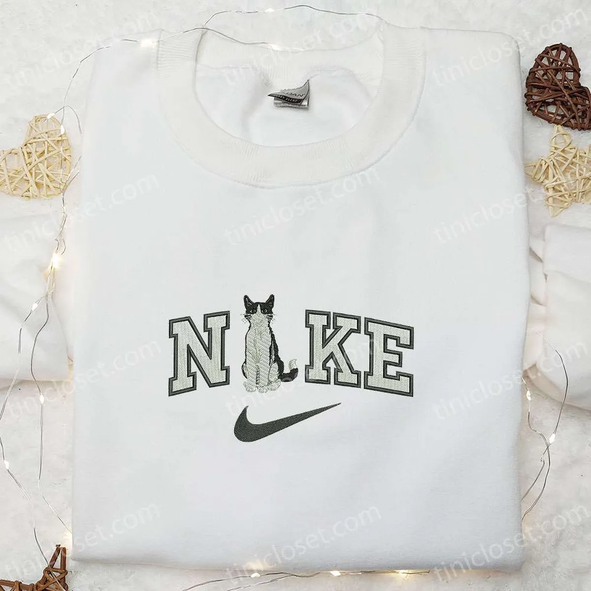 cat custom x nike embroidered hoodie nike inspired embroidered shirt best birthday gift ideas for family