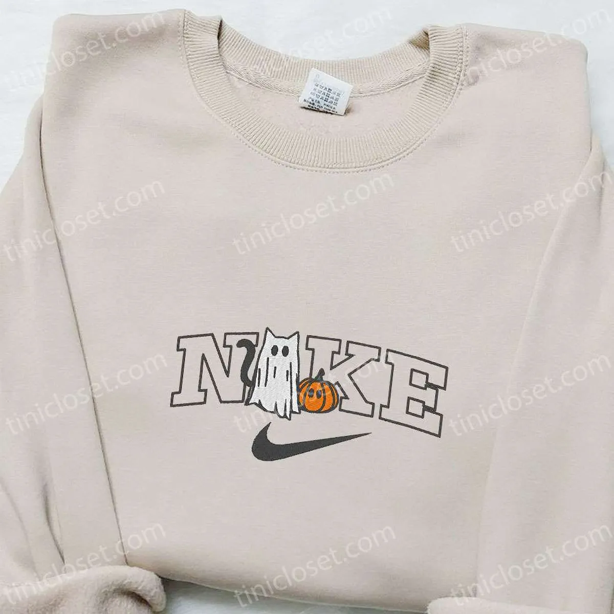 cat ghost with pumpkin x nike embroidered shirt halloween embroidered hoodie nike inspired embroidered sweatshirt nsupq