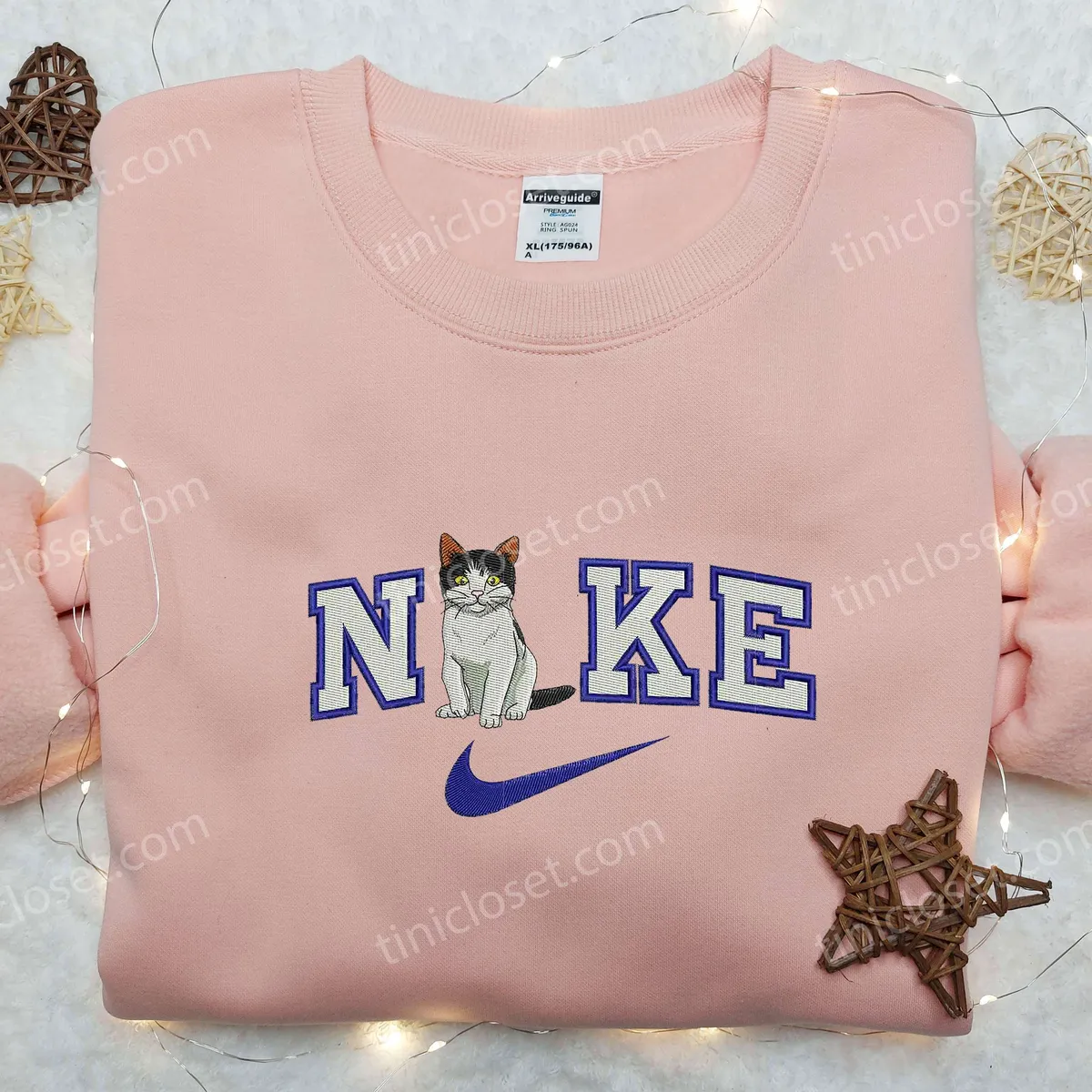 cat sit x nike swoosh embroidered shirt animal embroidered shirt custom nike embroidered shirt wpmrb