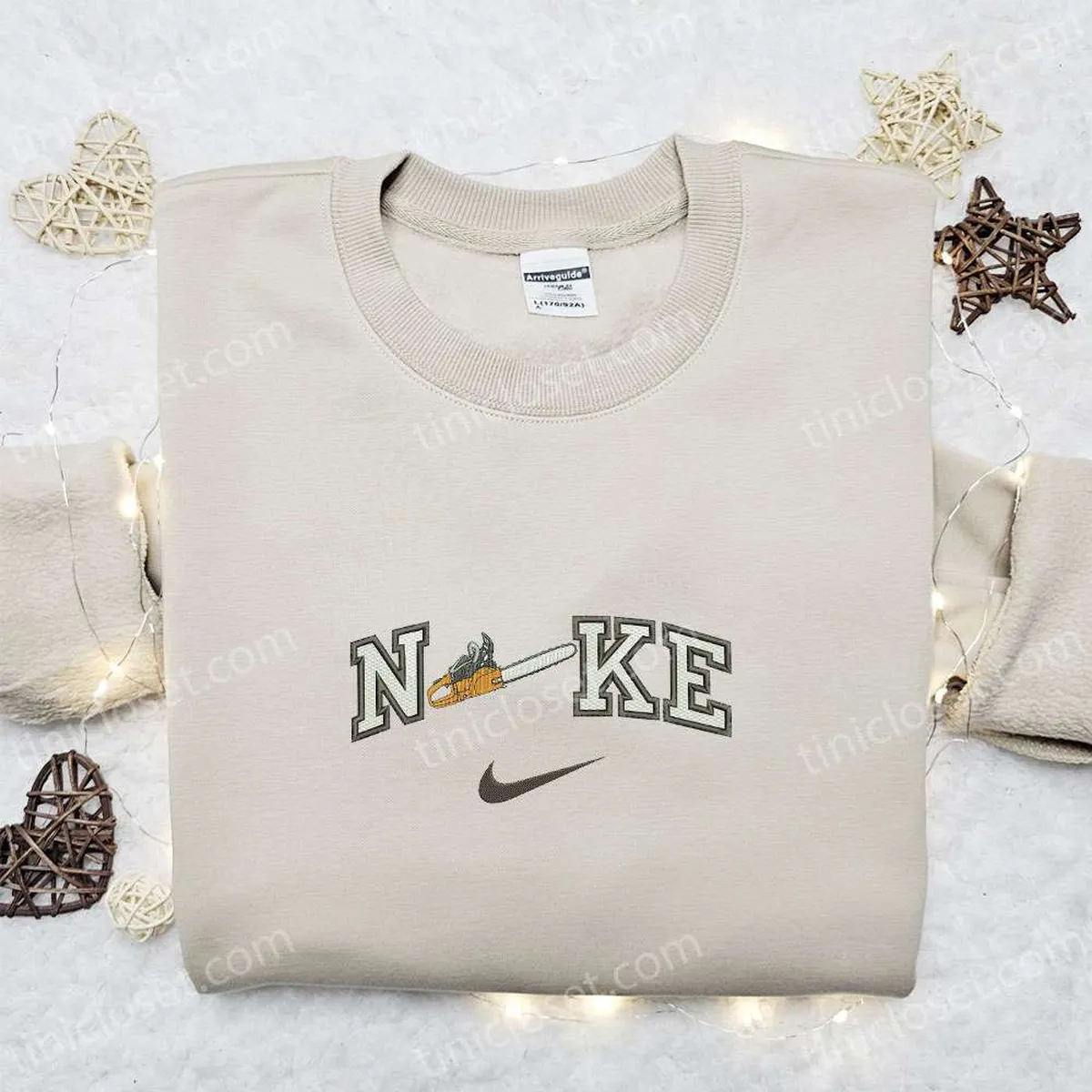 chainsaw crooked x nike embroidered sweatshirt custom nike embroidered hoodie best gifts for family l4yzd