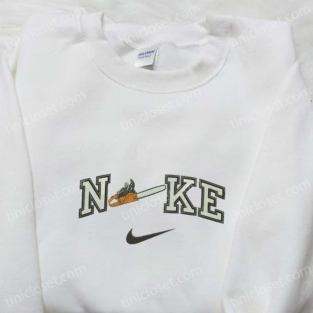 chainsaw crooked x nike embroidered sweatshirt custom nike embroidered hoodie best gifts for family