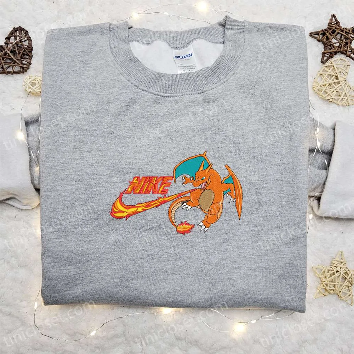 charizard x nike anime embroidered hoodie pokemon embroidered shirt best gift ideas for family