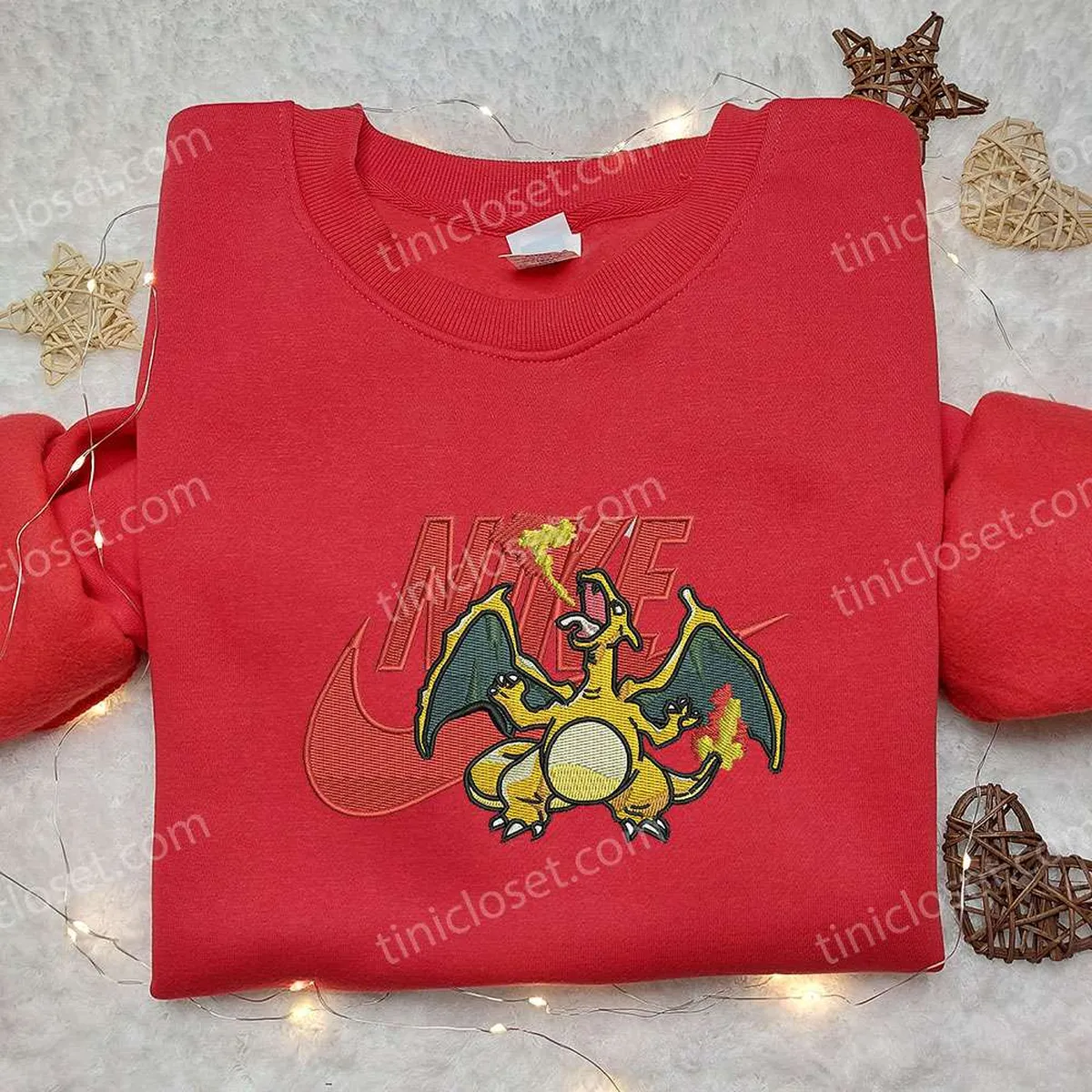 charizard x nike embroidered sweatshirt pokemon embroidered shirt nike inspired embroidered shirt ipz4e