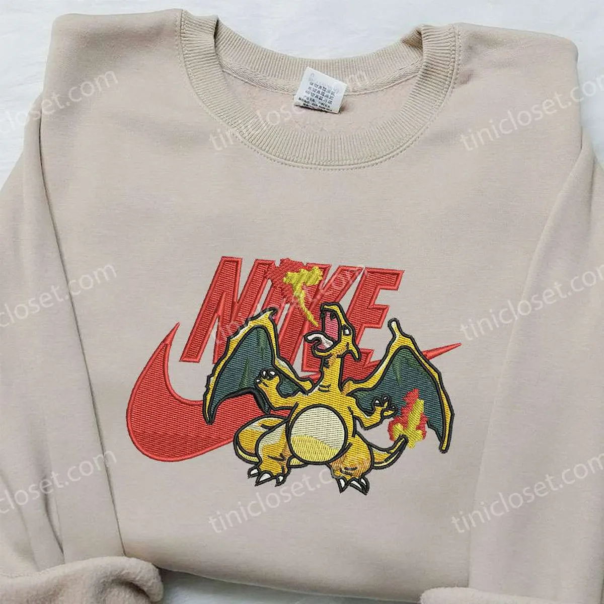 charizard x nike embroidered sweatshirt pokemon embroidered shirt nike inspired embroidered shirt qcilc