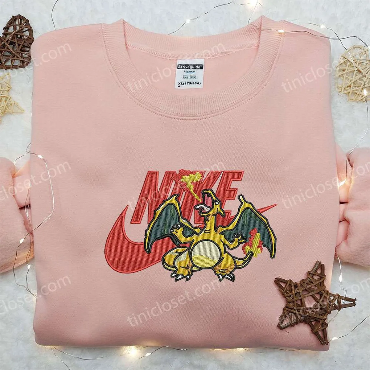 charizard x nike embroidered sweatshirt pokemon embroidered shirt nike inspired embroidered shirt
