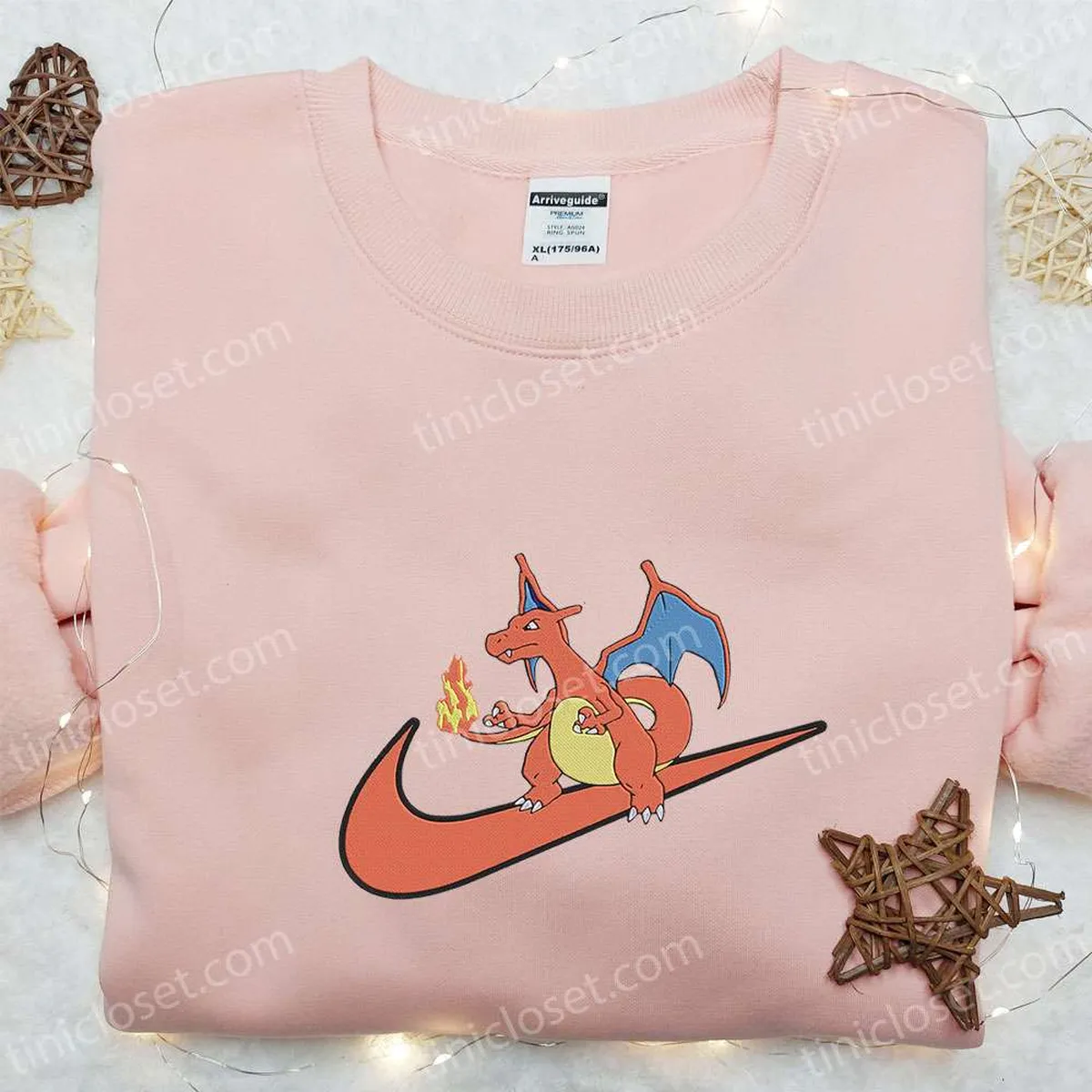 charizard x swoosh anime embroidered sweatshirt nike inspired embroidered hoodie best birthday gifts for family dbeau