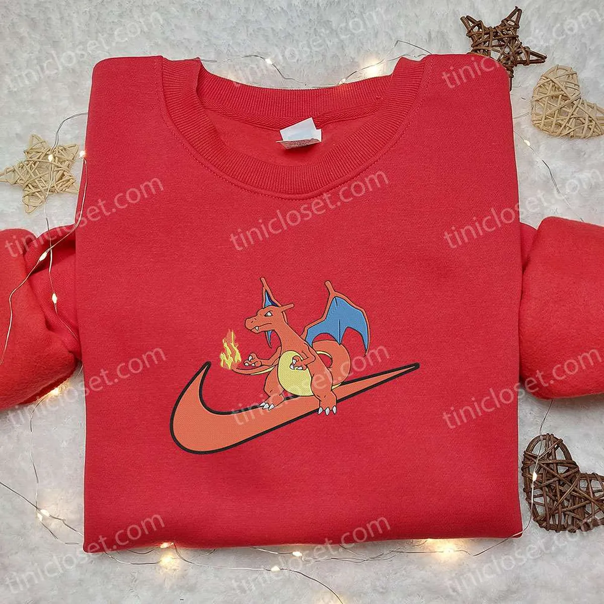 charizard x swoosh anime embroidered sweatshirt nike inspired embroidered hoodie best birthday gifts for family hi5yj