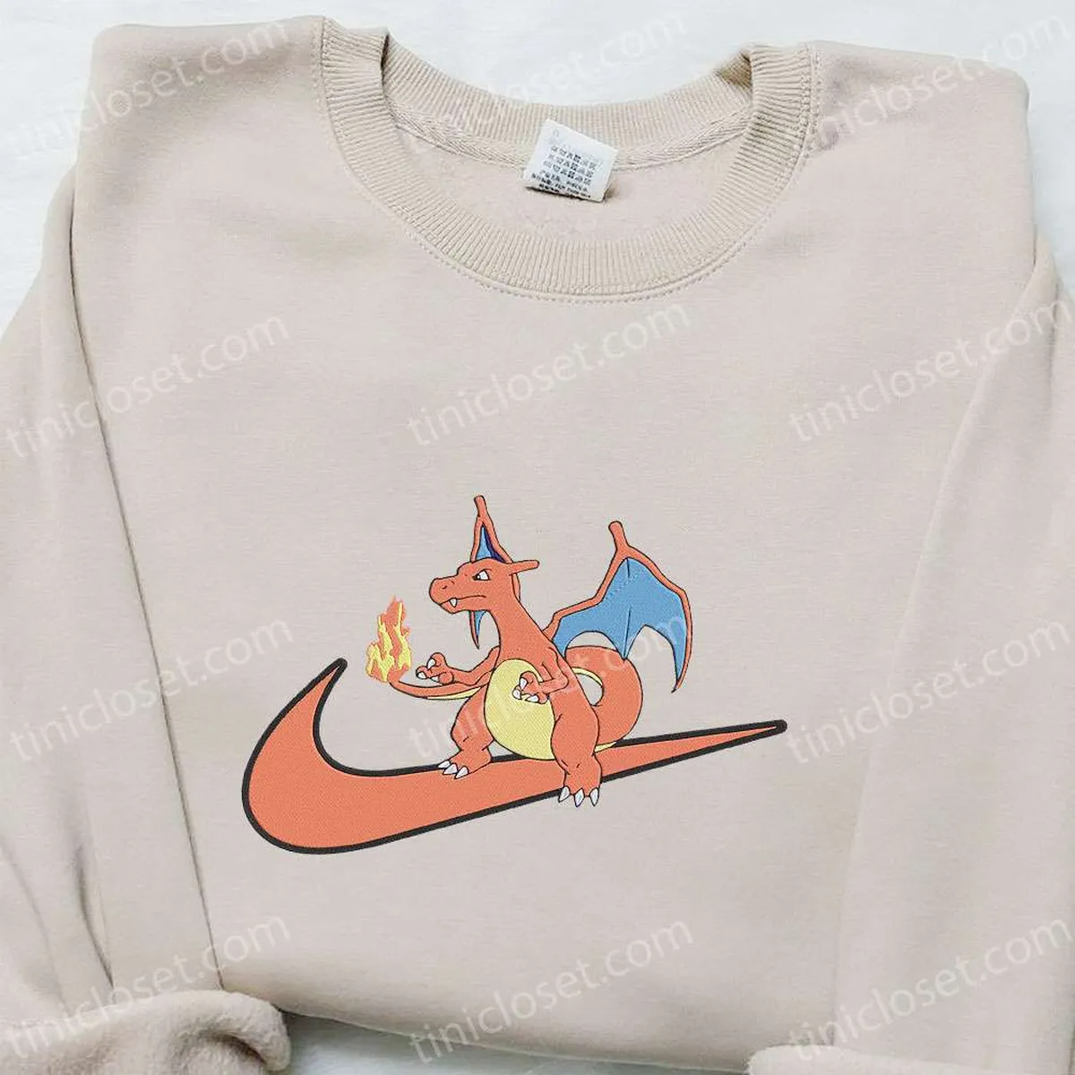 charizard x swoosh anime embroidered sweatshirt nike inspired embroidered hoodie best birthday gifts for family ltuq9