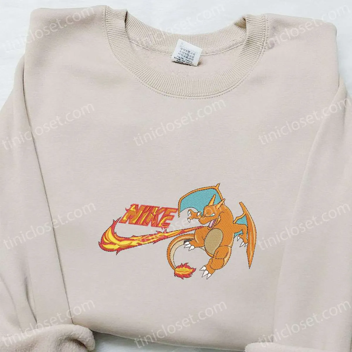 charizard x swoosh embroidered sweatshirt pokemon anime embroidered shirt best gift ideas for all occasions p8bfn