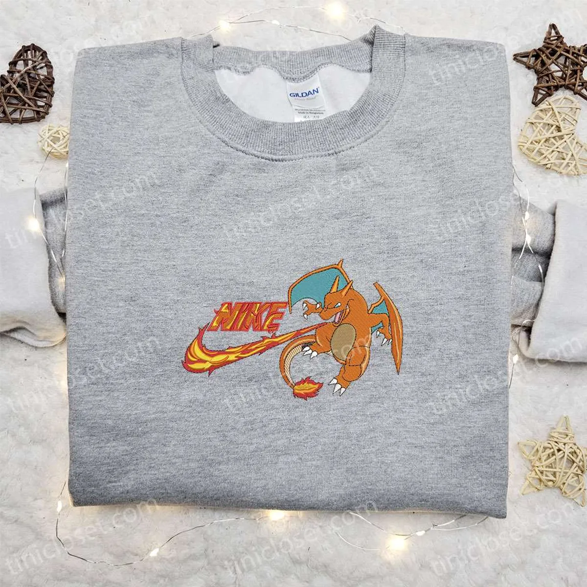 charizard x swoosh embroidered sweatshirt pokemon anime embroidered shirt best gift ideas for all occasions seq5y