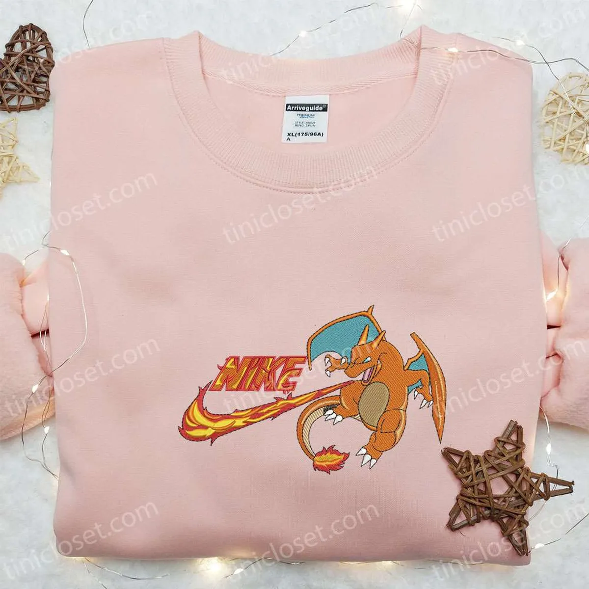 charizard x swoosh embroidered sweatshirt pokemon anime embroidered shirt best gift ideas for all occasions vdscv