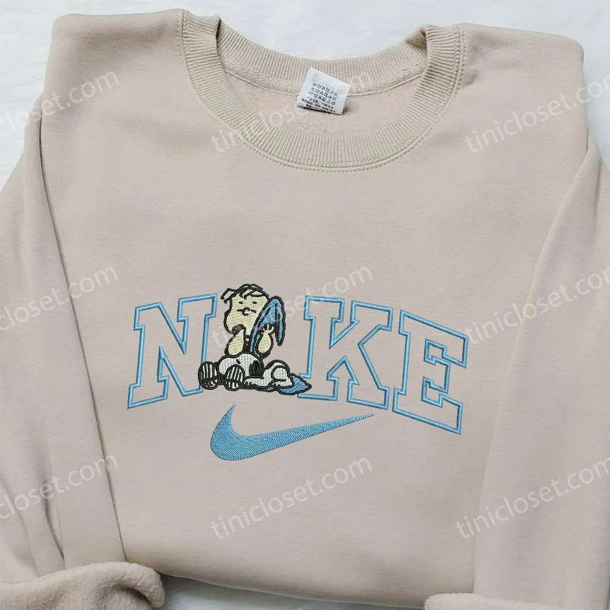 charlie brown and snoopy x nike embroidered sweatshirt peanuts cartoon embroidered shirt nike inspired embroidered shirt 4k9b5