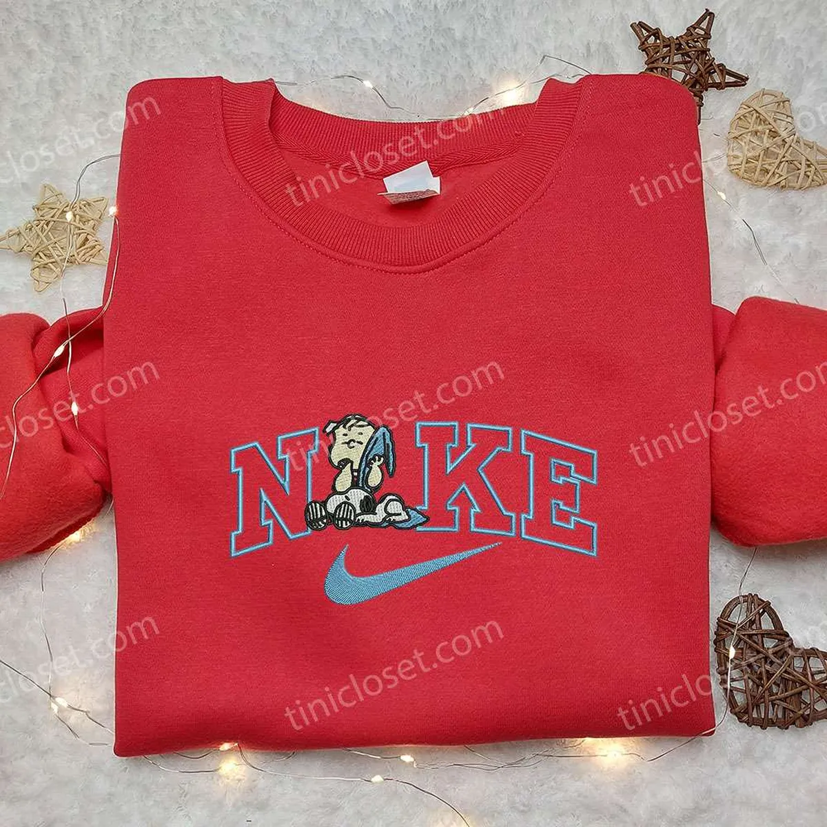 charlie brown and snoopy x nike embroidered sweatshirt peanuts cartoon embroidered shirt nike inspired embroidered shirt itlj4