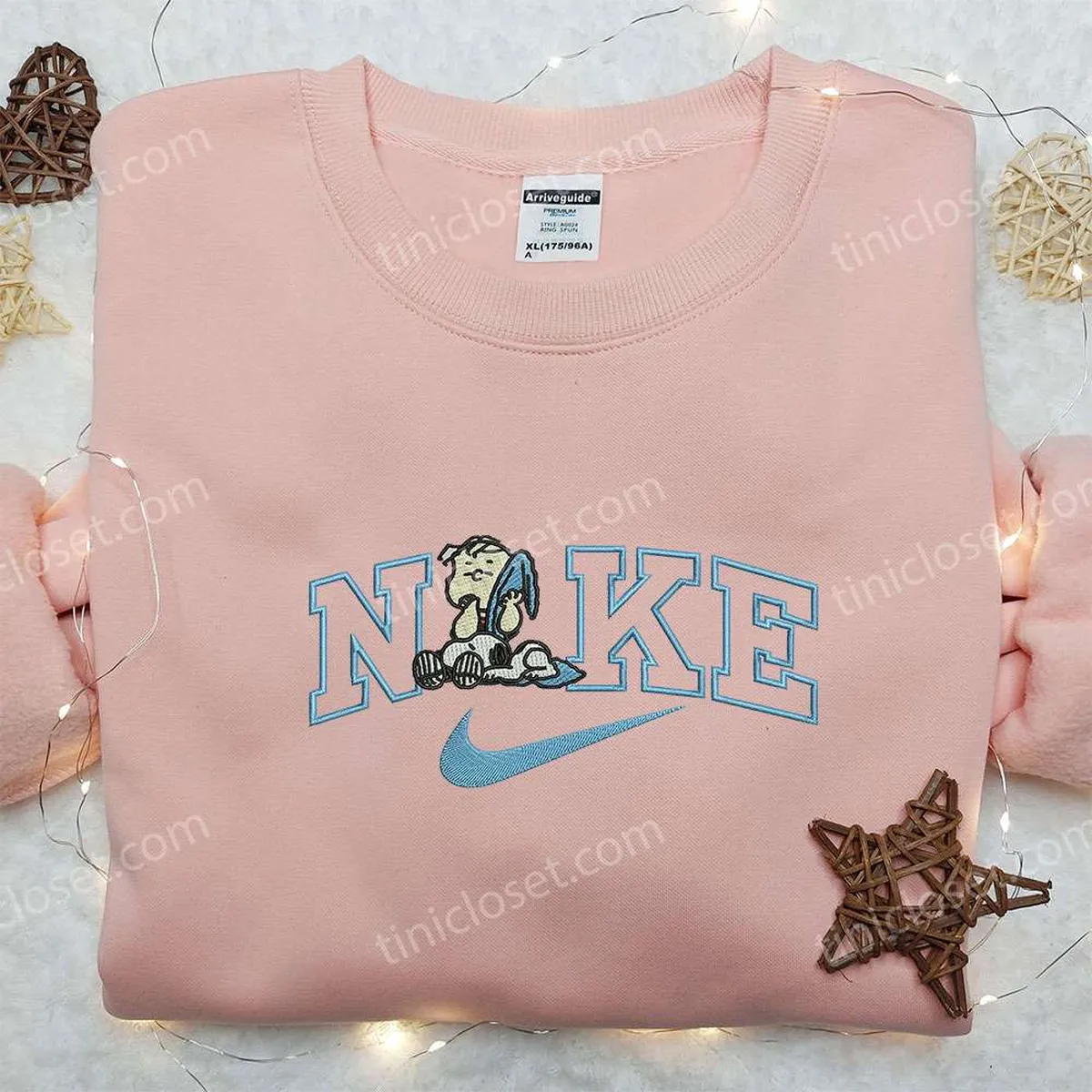 charlie brown and snoopy x nike embroidered sweatshirt peanuts cartoon embroidered shirt nike inspired embroidered shirt q19hy