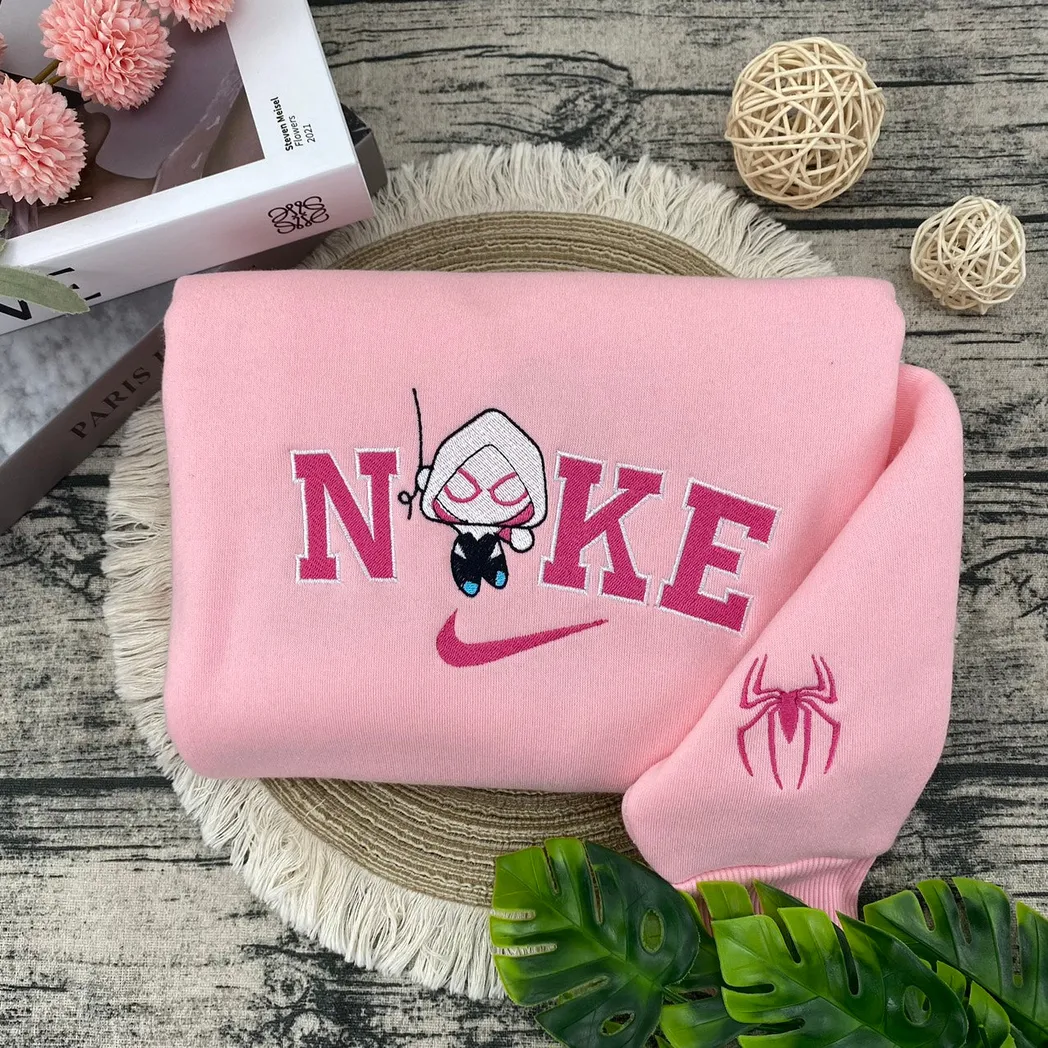 chibi spider man and spider woman nike embroidered sweatshirt fashion style for couples valentine day j371y