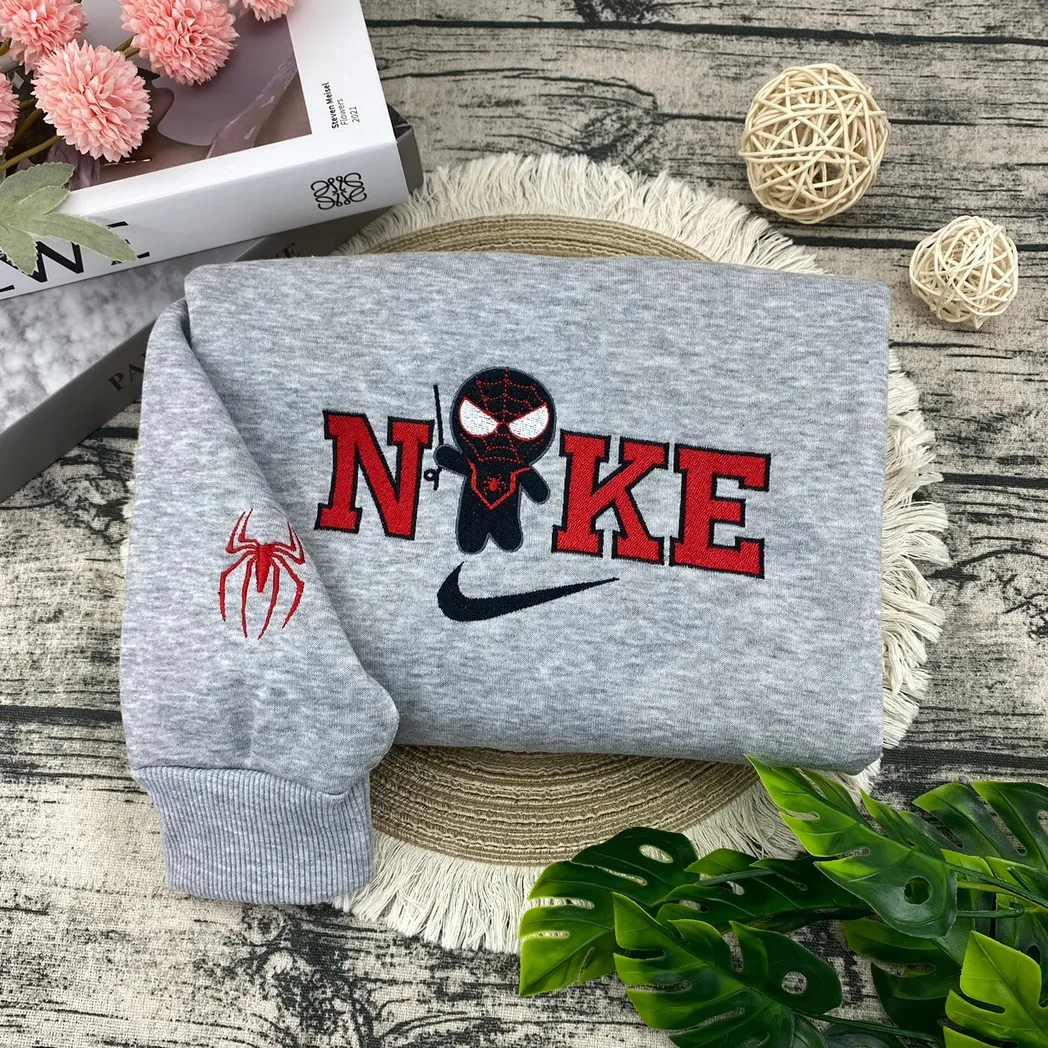 chibi spider man and spider woman nike embroidered sweatshirt fashion style for couples valentine day