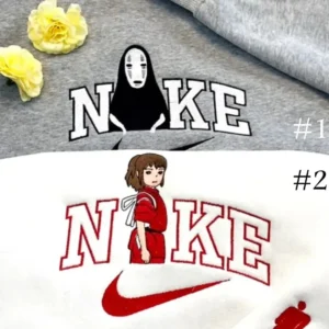 chihiro and no face spirited away studio ghibli x nike embroidered sweatshirt fashion style for couples valentines gift for himher bvtyc