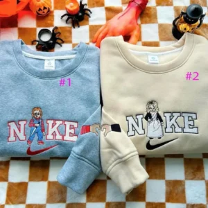 chucky and tiffany bride of chucky x nike embroidered sweatshirt fashion style for couples valentines gift for himher vce2j
