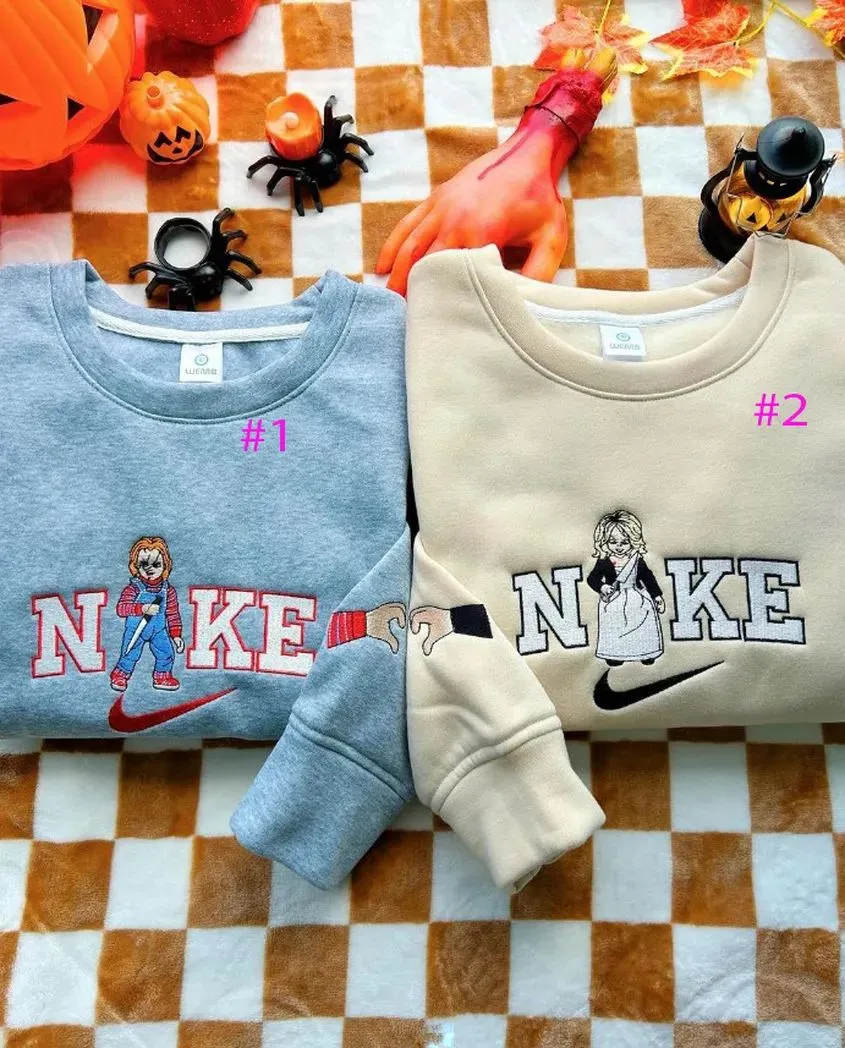 chucky and tiffany bride of chucky x nike embroidered sweatshirt fashion style for couples valentines gift for himher vce2j