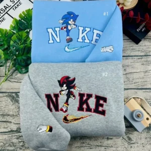 couple shadow sonic nike x nike embroidered sweatshirt fashion style for couples valentines gift for himher en9yn