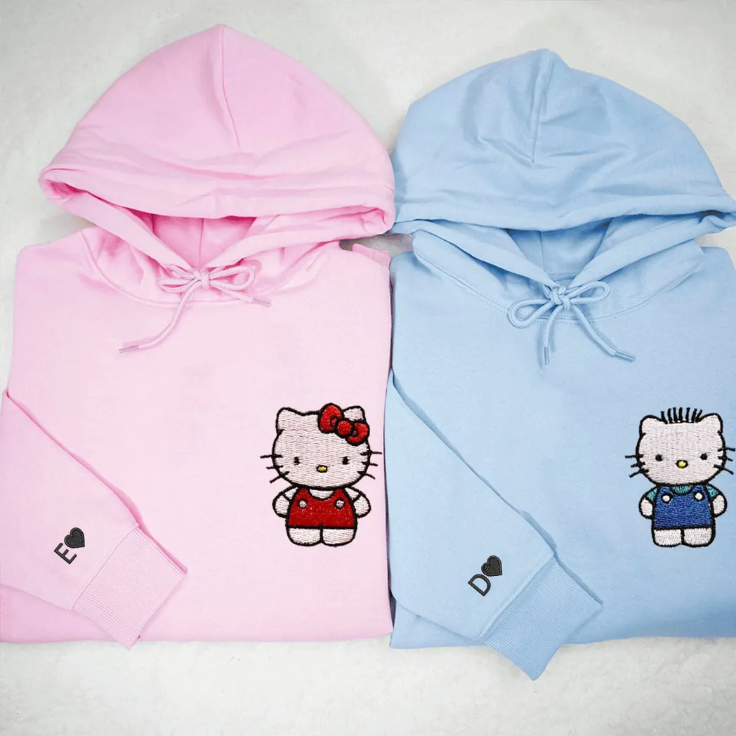 custom embroidered hoodies for couples cute kitten couples embroidered hoodie gift for herhim boyfriend girlfriend np5ev