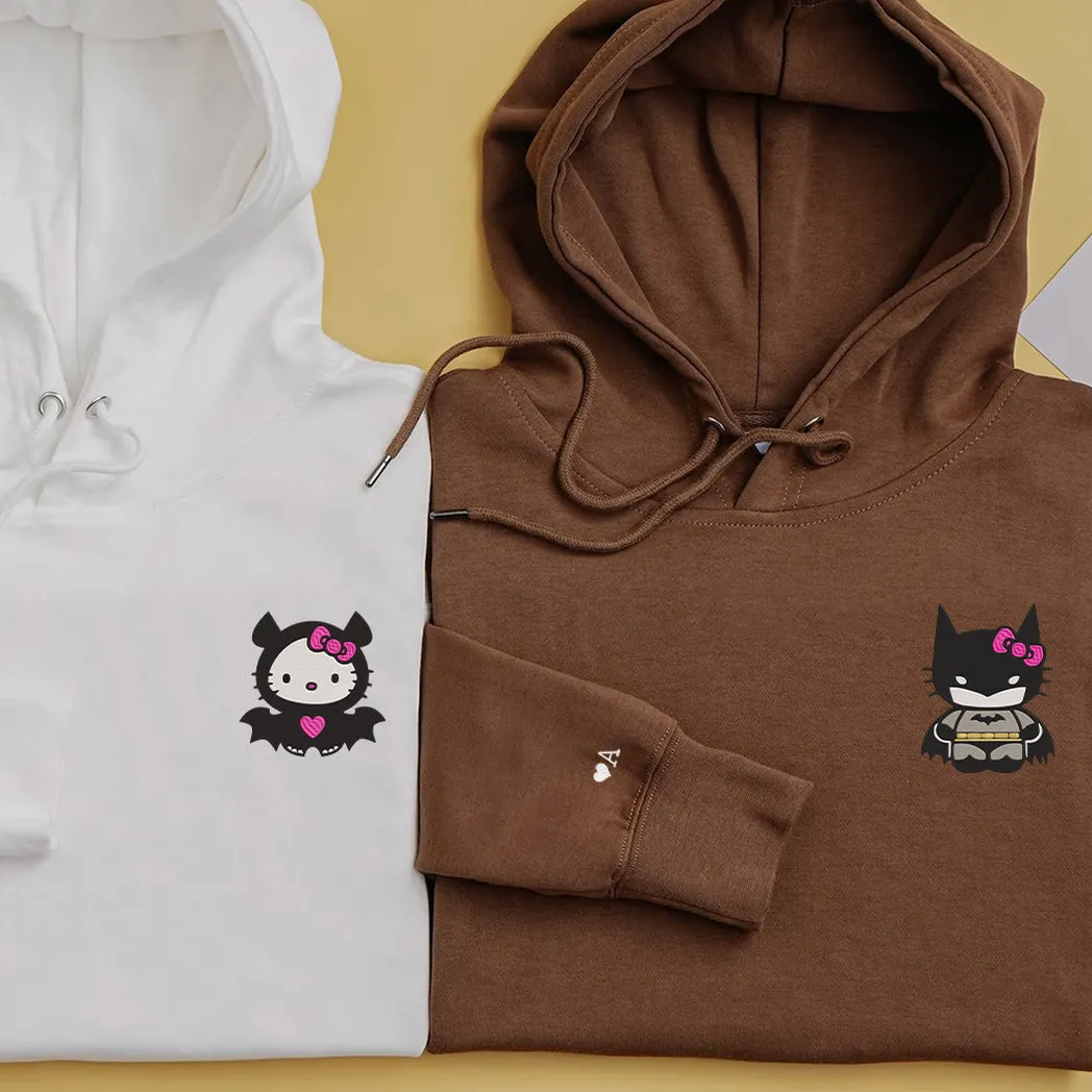 cute batman and kitten couples embroidered sweatshirt maching embroidered hoodie for couple boyfriend girlfriend dzcco