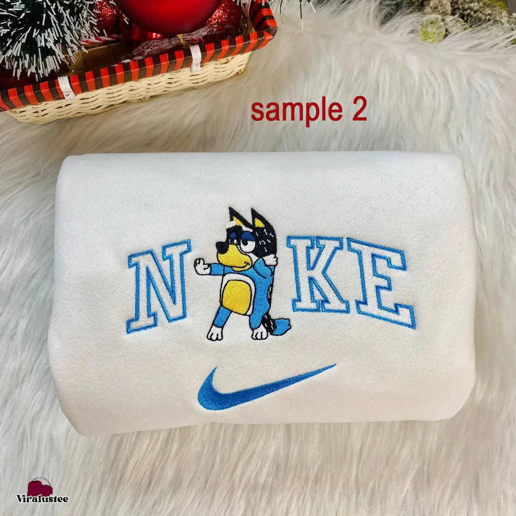 cute bluey and bingo x nike embroidered shirt embroidered sweatshirt fashion style for couples 4s4sn