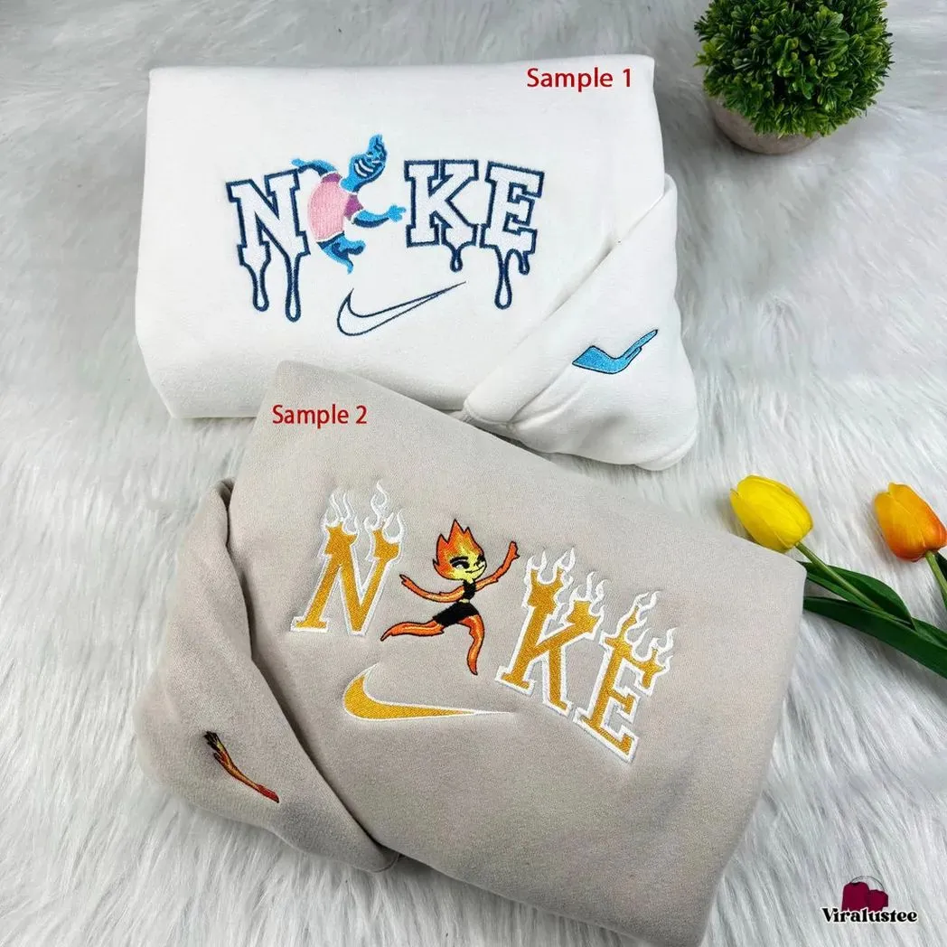 cute elemental city wade and ember x nike embroidered shirt embroidered sweatshirt fashion style for couples 5lyya