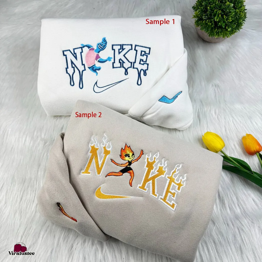 cute elemental city wade and ember x nike embroidered shirt embroidered sweatshirt fashion style for couples epe28