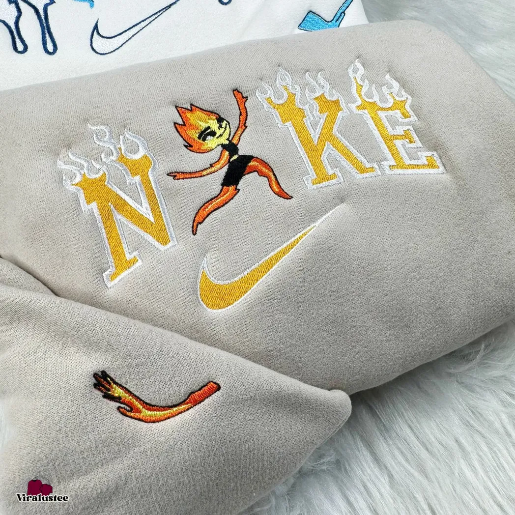 cute elemental city wade and ember x nike embroidered shirt embroidered sweatshirt fashion style for couples oorzu