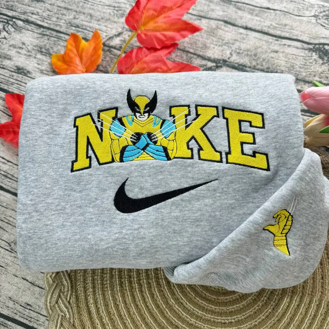 Deadpool And Wolverine x Nike Embroidered Shirt, Embroidered Sweatshirt Fashion Style For Couples deadpool and wolverine x nike embroidered shirt embroidered sweatshirt fashion style for couples