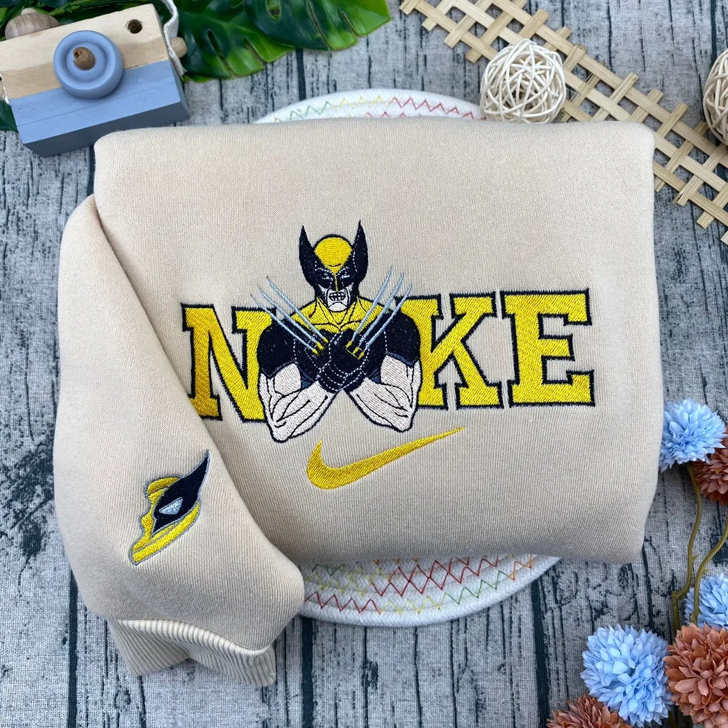 deadpool and wolverine x nike embroidered shirt embroidered sweatshirt fashion style for couples zaiju